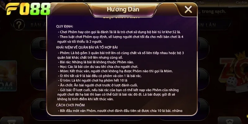 Luật chơi và cách tính điểm bài phỏm